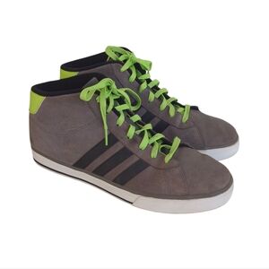 Adidas Neo Ortholite High Top Suede Sneakers Shoes 10.5 Gray Green Lace Up